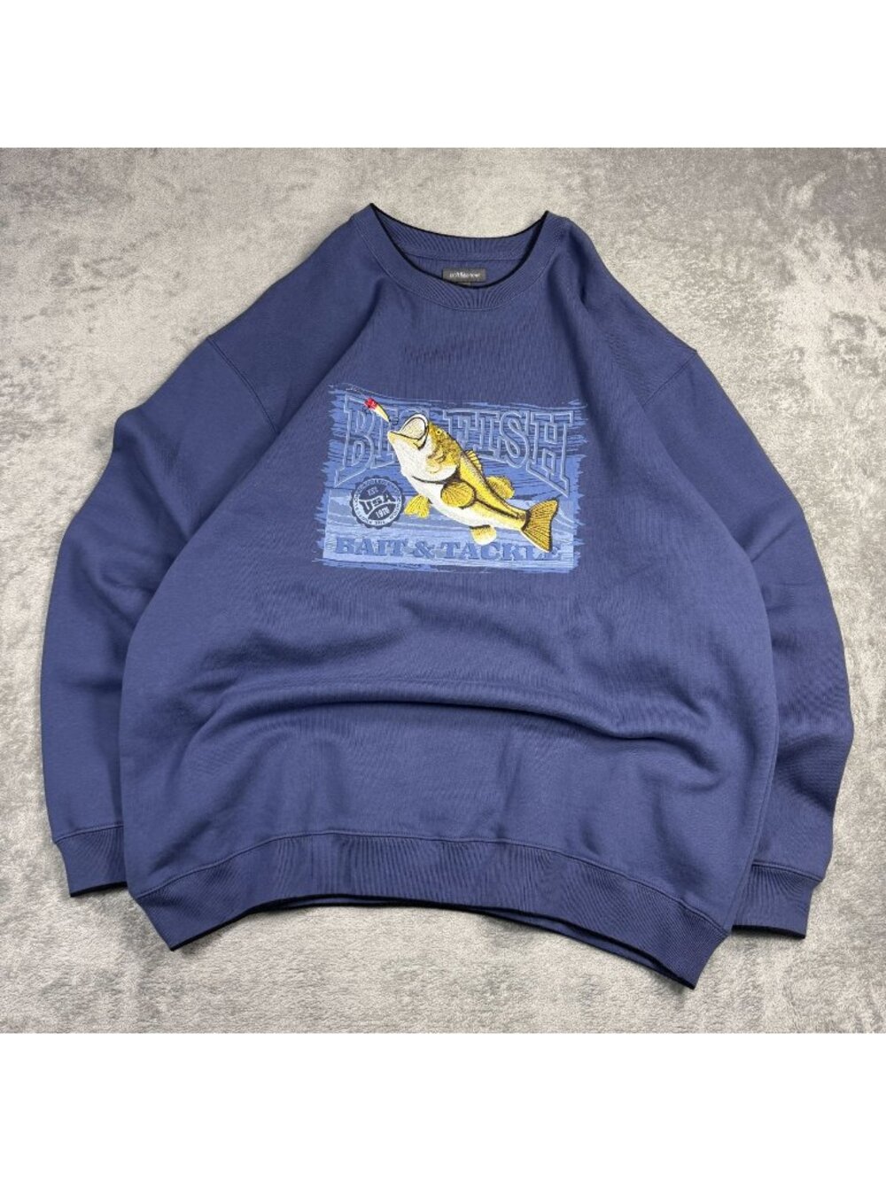 Croft & Barrow Embroidered Big Fish Blue Crew Sweatshirt Mens Large Tall Comfy